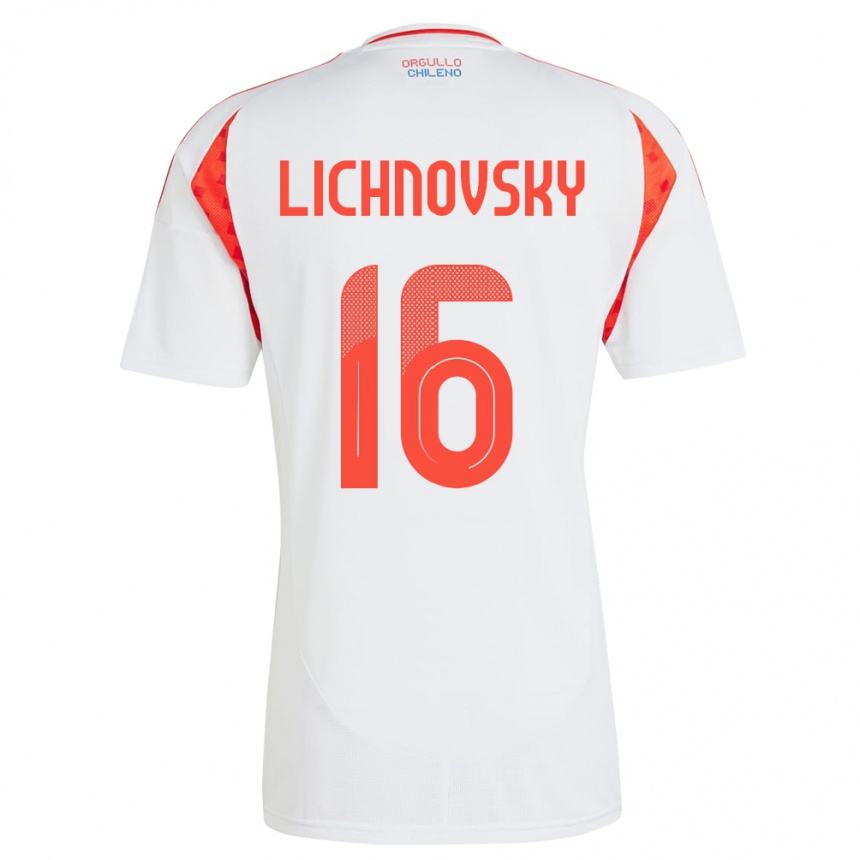 Niño Fútbol Camiseta Chile Igor Lichnovsky #16 Blanco 2ª Equipación 24-26