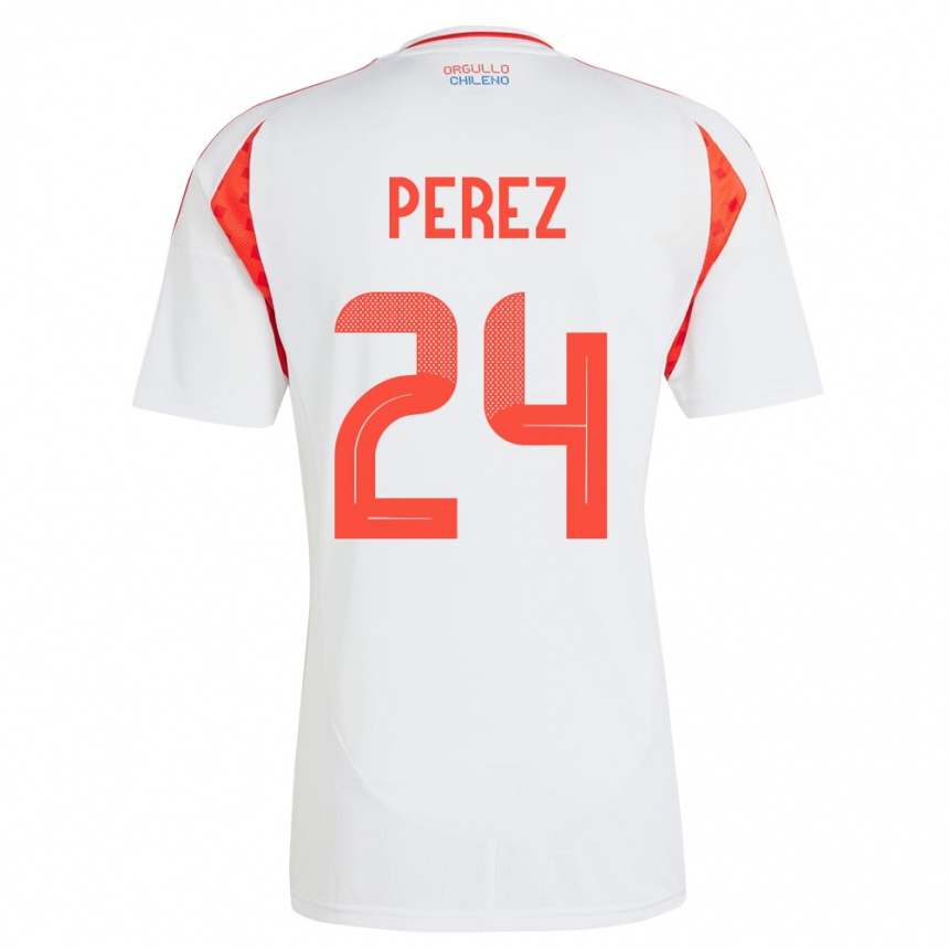 Niño Fútbol Camiseta Chile César Pérez #24 Blanco 2ª Equipación 24-26