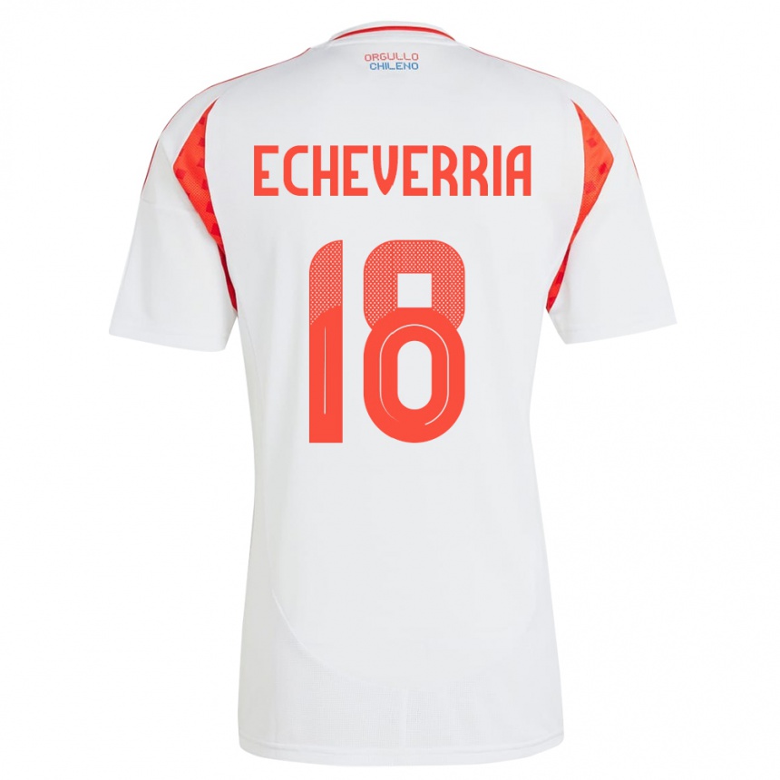 Niño Fútbol Camiseta Chile Rodrigo Echeverría #18 Blanco 2ª Equipación 24-26