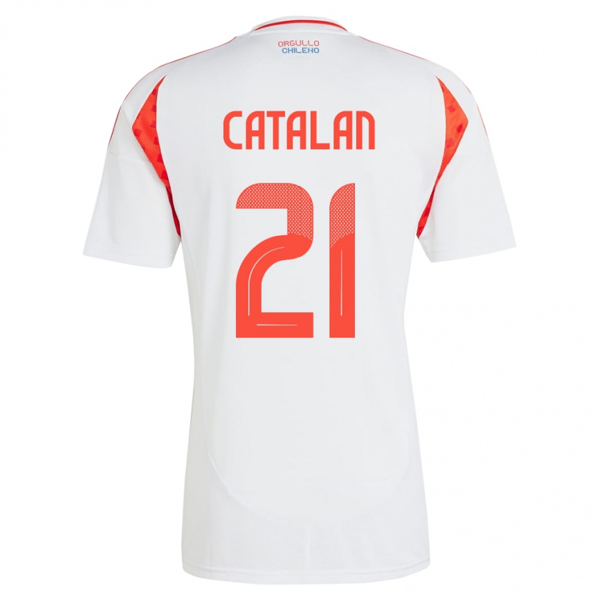 Niño Fútbol Camiseta Chile Matías Catalán #21 Blanco 2ª Equipación 24-26