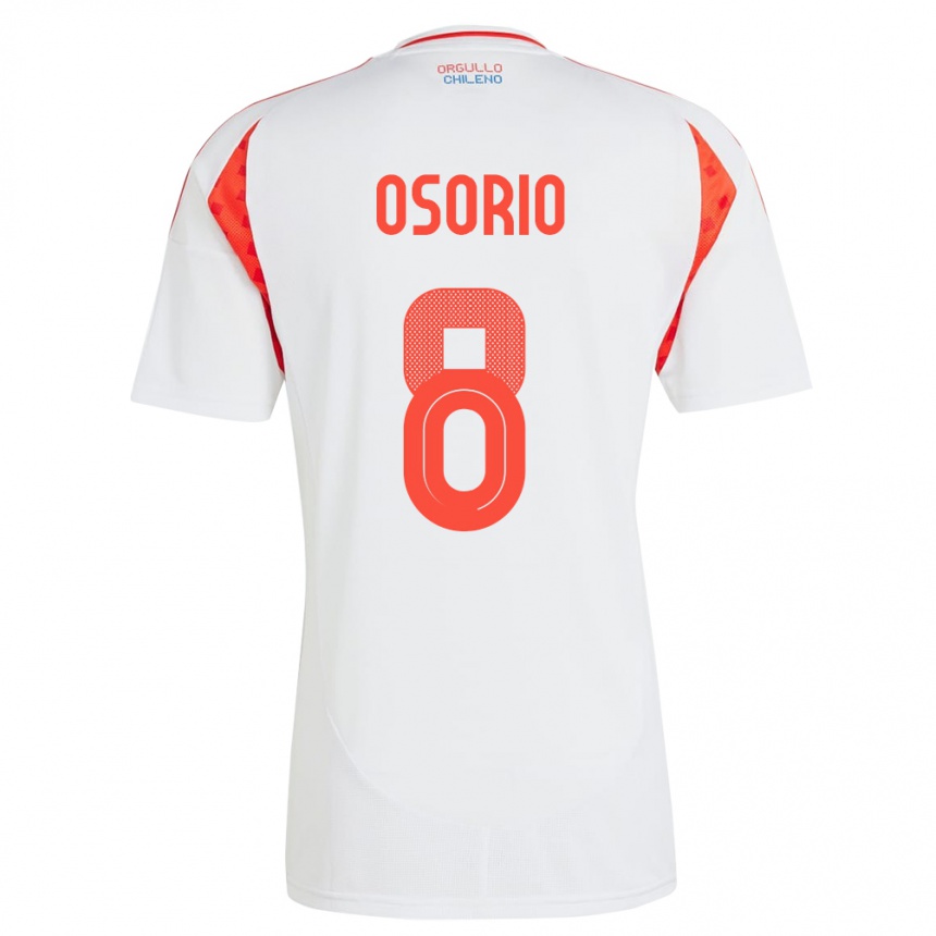 Niño Fútbol Camiseta Chile Darío Osorio #8 Blanco 2ª Equipación 24-26