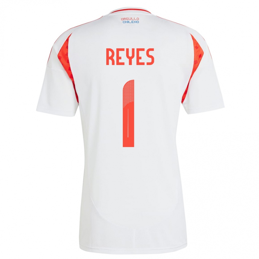 Niño Fútbol Camiseta Chile Vicente Reyes #1 Blanco 2ª Equipación 24-26