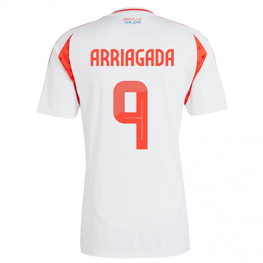 Niño Fútbol Camiseta Chile Luciano Arriagada #9 Blanco 2ª Equipación 24-26