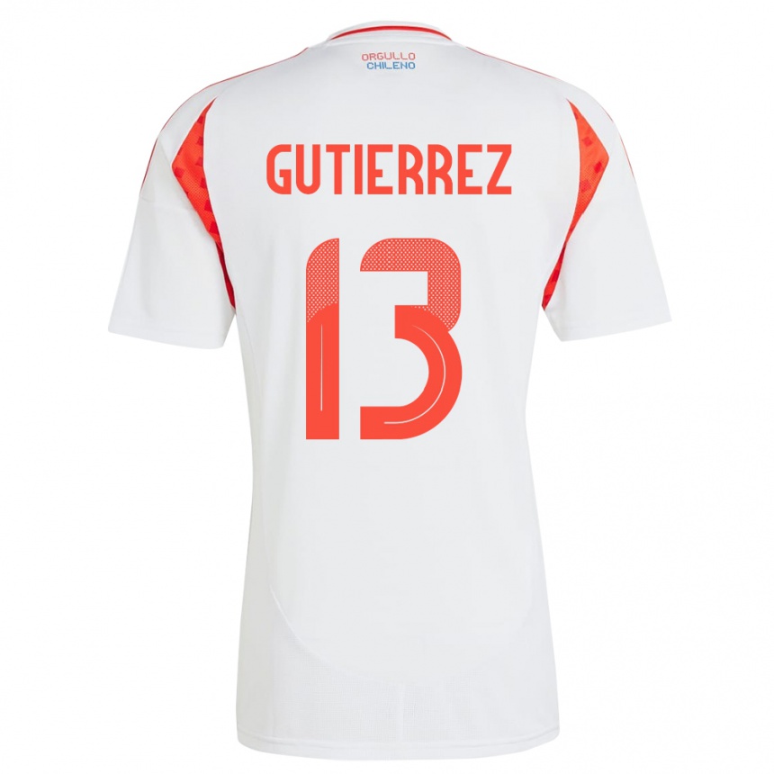 Niño Fútbol Camiseta Chile Daniel Gutiérrez #13 Blanco 2ª Equipación 24-26