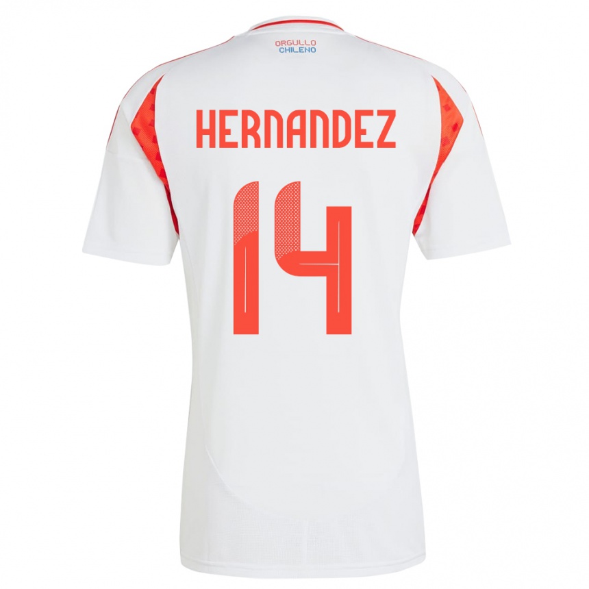 Niño Fútbol Camiseta Chile Leandro Hernández #14 Blanco 2ª Equipación 24-26