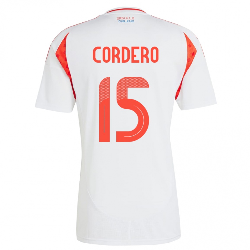 Niño Fútbol Camiseta Chile Renato Cordero #15 Blanco 2ª Equipación 24-26