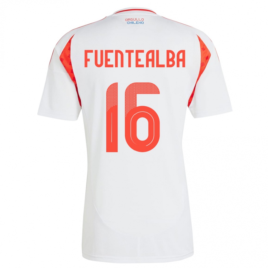 Niño Fútbol Camiseta Chile Jeison Fuentealba #16 Blanco 2ª Equipación 24-26