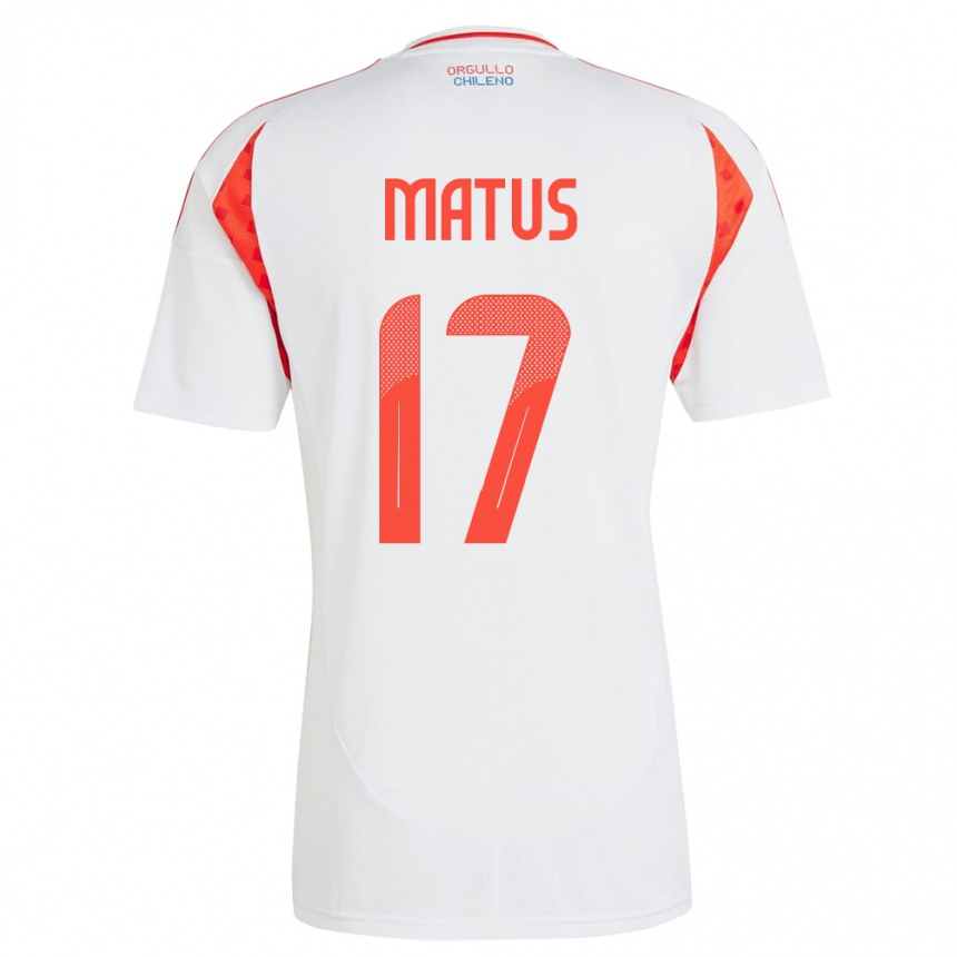 Niño Fútbol Camiseta Chile Esteban Matus #17 Blanco 2ª Equipación 24-26