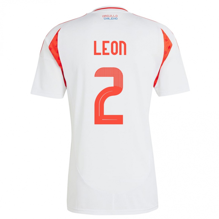 Niño Fútbol Camiseta Chile Maicol León #2 Blanco 2ª Equipación 24-26