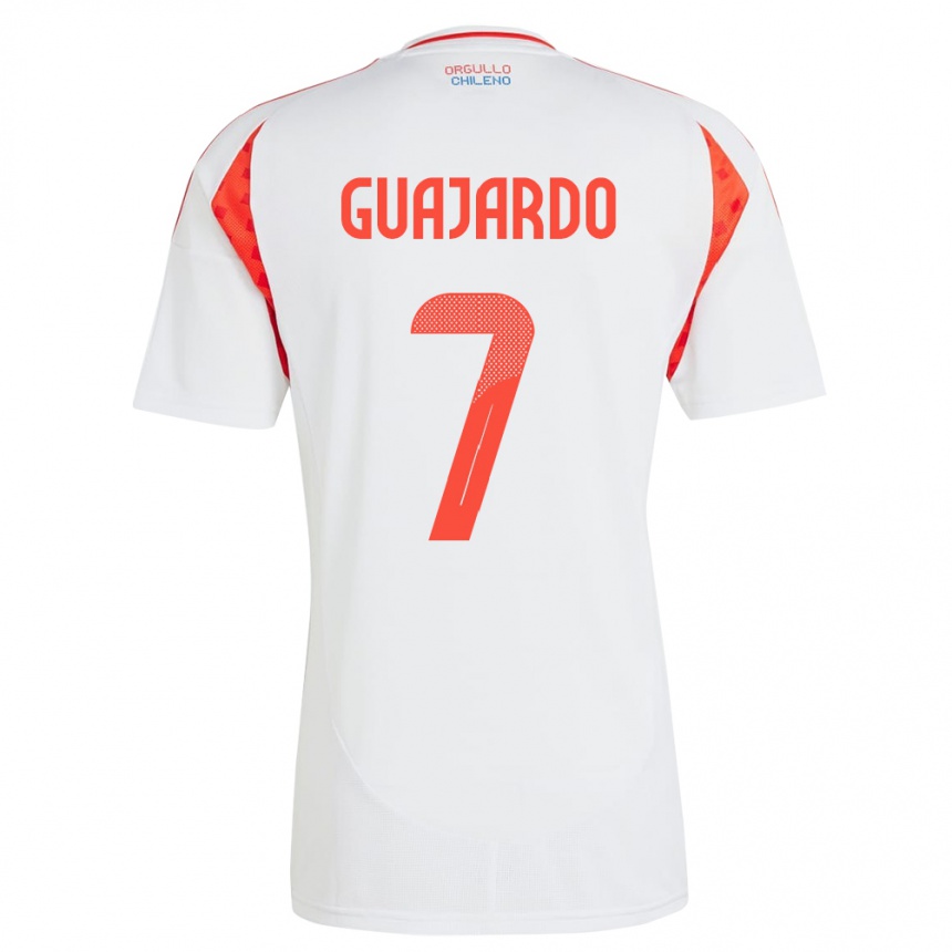 Niño Fútbol Camiseta Chile Paolo Guajardo #7 Blanco 2ª Equipación 24-26