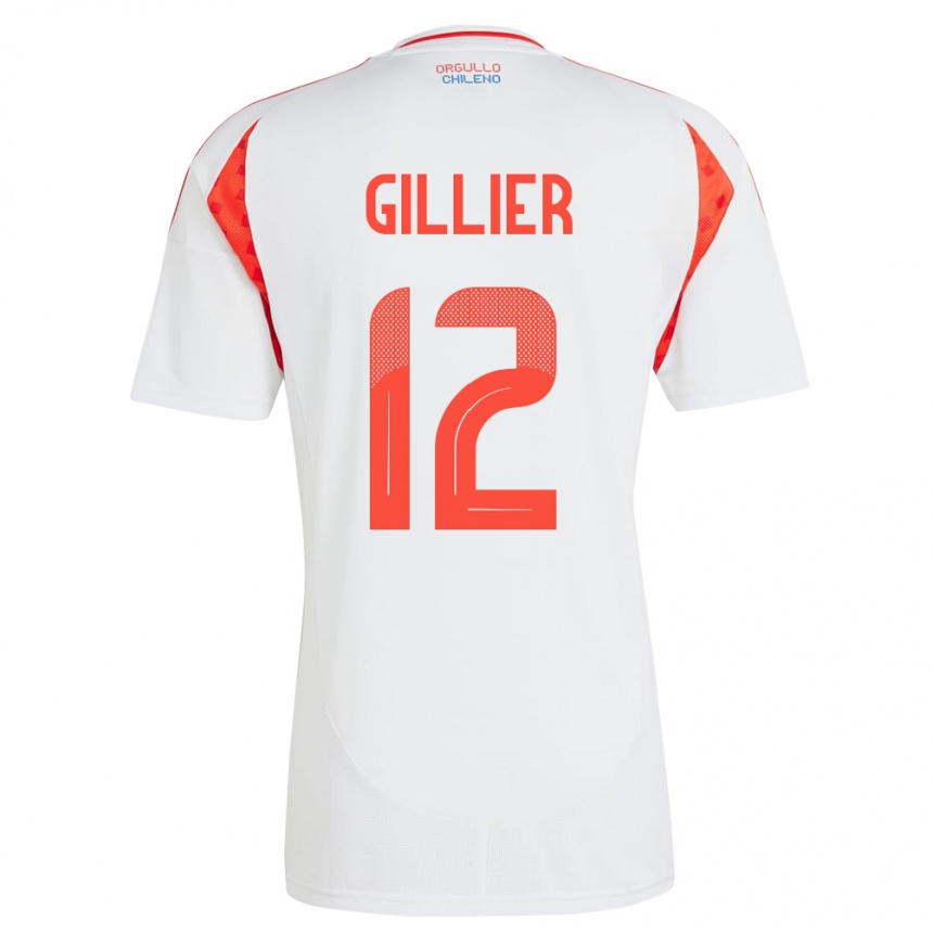 Niño Fútbol Camiseta Chile Thomas Gillier #12 Blanco 2ª Equipación 24-26