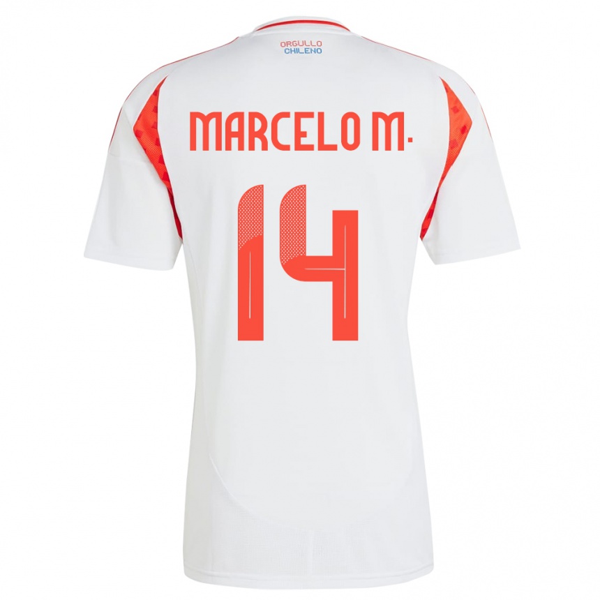 Niño Fútbol Camiseta Chile Marcelo Morales #14 Blanco 2ª Equipación 24-26