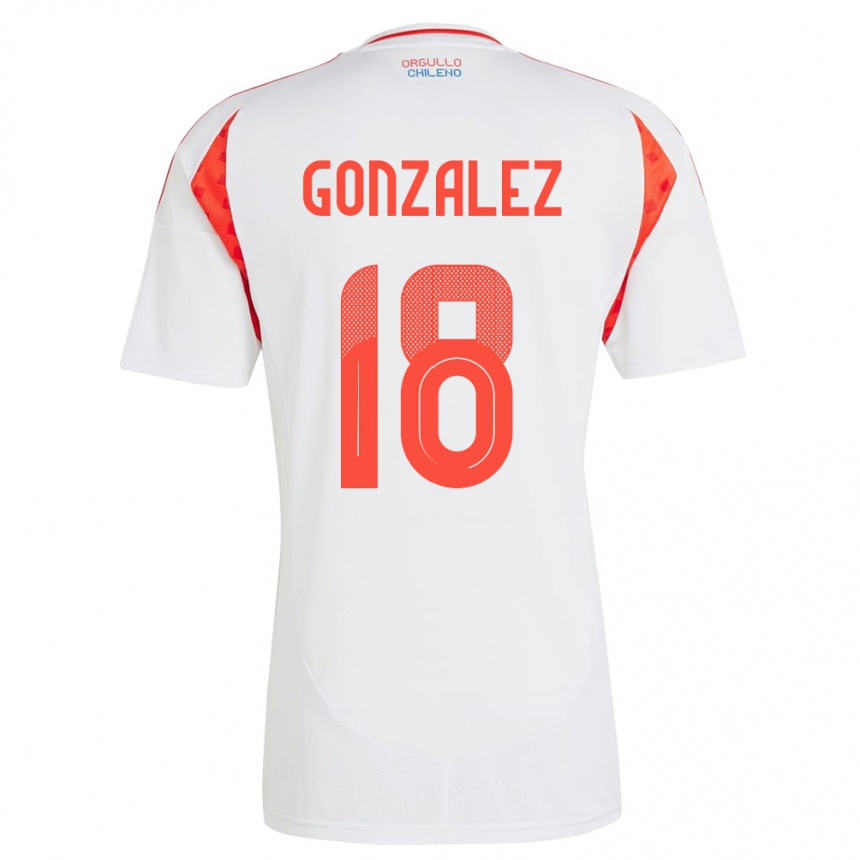 Niño Fútbol Camiseta Chile Bryan González #18 Blanco 2ª Equipación 24-26