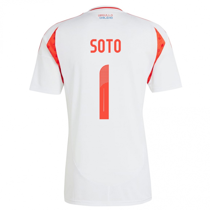 Niño Fútbol Camiseta Chile Fernando Soto #1 Blanco 2ª Equipación 24-26