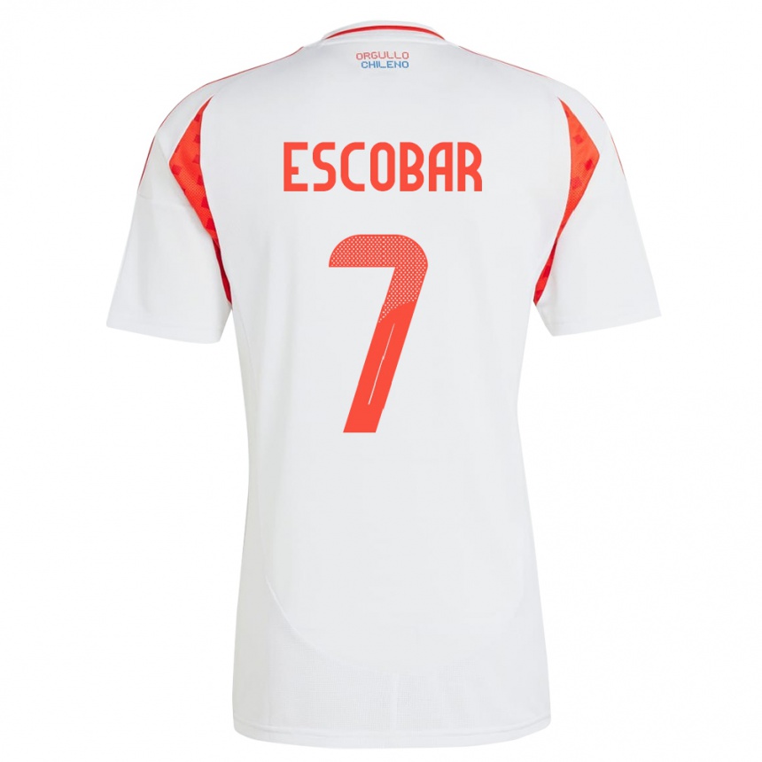 Niño Fútbol Camiseta Chile Bastián Escobar #7 Blanco 2ª Equipación 24-26