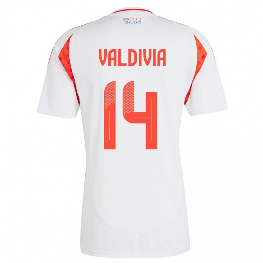 Niño Fútbol Camiseta Chile Felipe Valdivia #14 Blanco 2ª Equipación 24-26