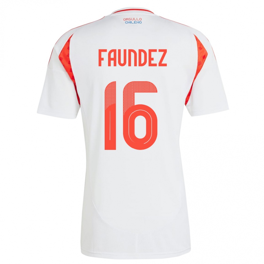 Niño Fútbol Camiseta Chile Felipe Faúndez #16 Blanco 2ª Equipación 24-26