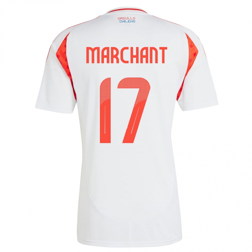 Niño Fútbol Camiseta Chile Francisco Marchant #17 Blanco 2ª Equipación 24-26