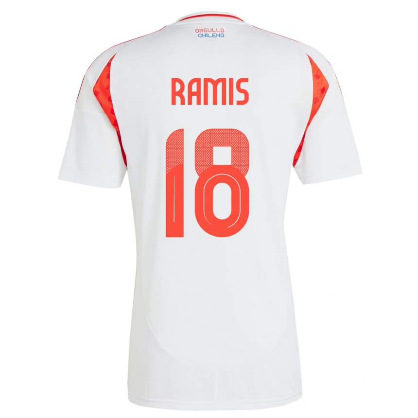 Niño Fútbol Camiseta Chile Oliver Ramis #18 Blanco 2ª Equipación 24-26