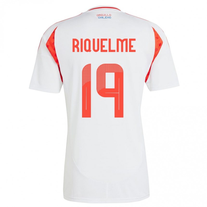 Niño Fútbol Camiseta Chile Benjamín Riquelme #19 Blanco 2ª Equipación 24-26