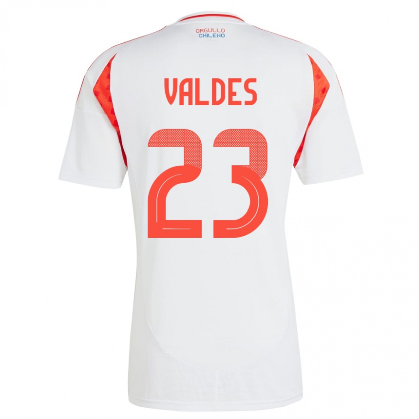 Niño Fútbol Camiseta Chile Francisco Valdés #23 Blanco 2ª Equipación 24-26
