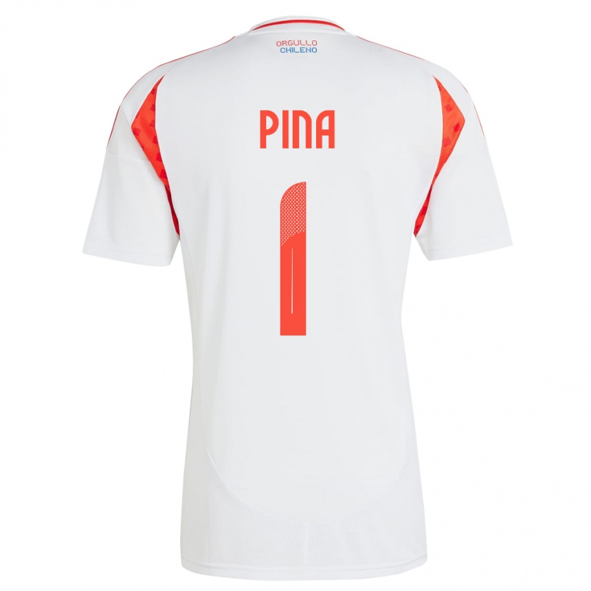 Niño Fútbol Camiseta Chile Cristóbal Piña #1 Blanco 2ª Equipación 24-26