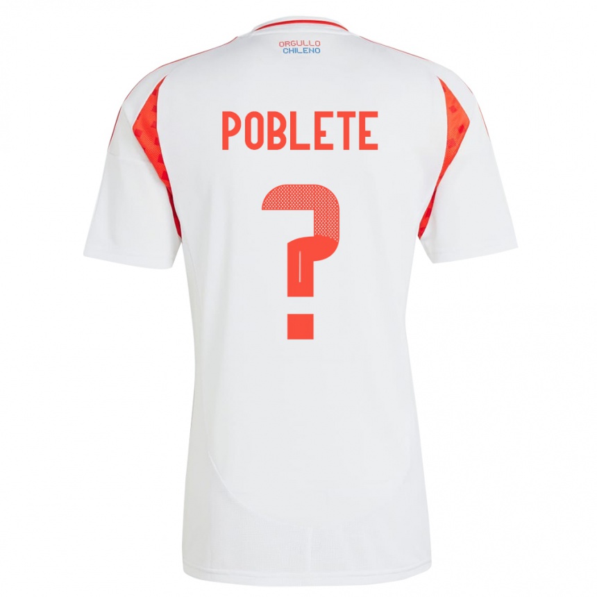 Niño Fútbol Camiseta Chile José Poblete #0 Blanco 2ª Equipación 24-26