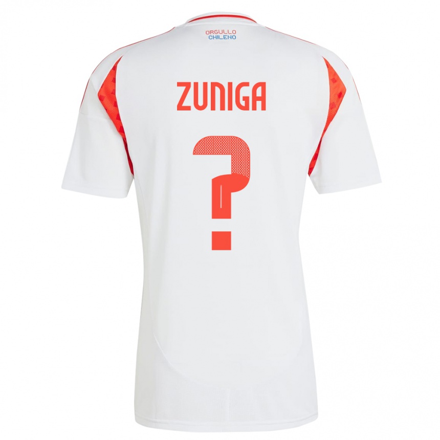 Niño Fútbol Camiseta Chile Máximo Zúñiga #0 Blanco 2ª Equipación 24-26