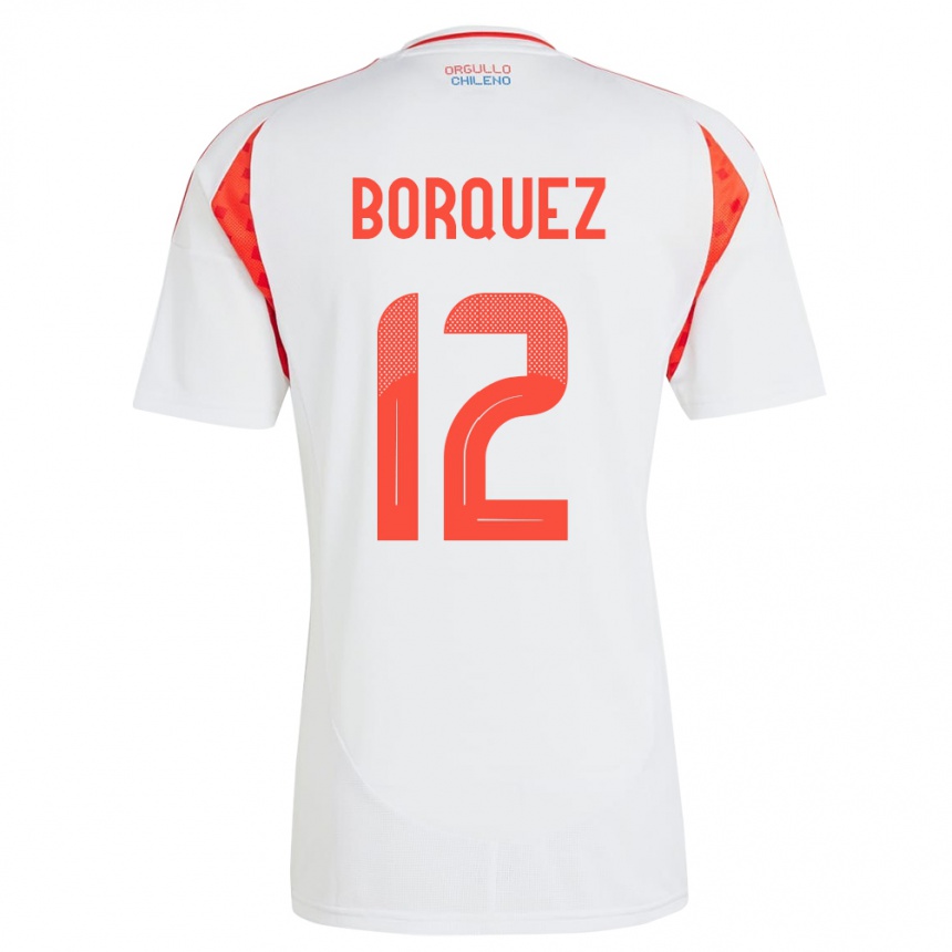 Niño Fútbol Camiseta Chile Gabriela Bórquez #12 Blanco 2ª Equipación 24-26