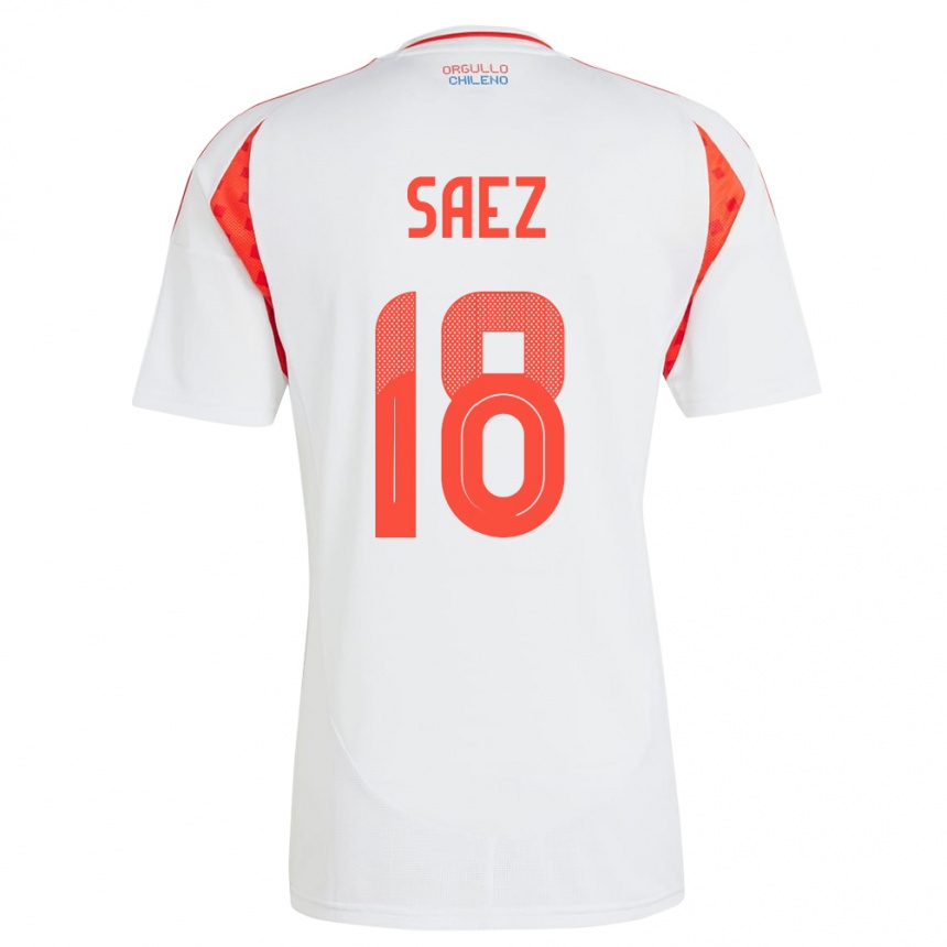 Niño Fútbol Camiseta Chile Camila Sáez #18 Blanco 2ª Equipación 24-26