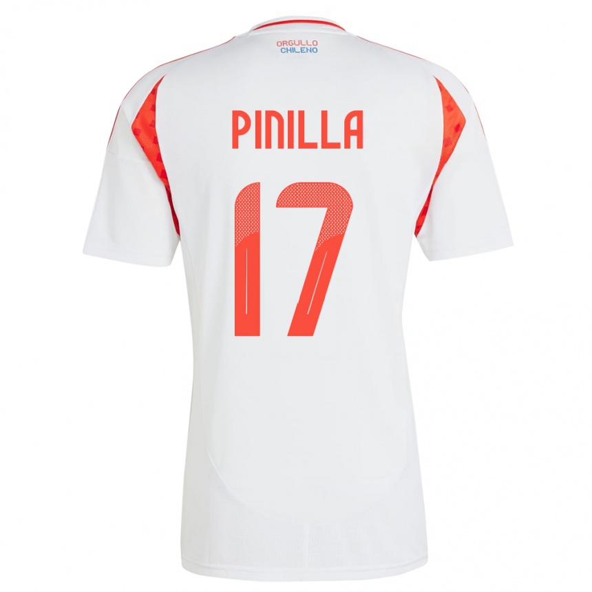 Niño Fútbol Camiseta Chile Fernanda Pinilla #17 Blanco 2ª Equipación 24-26