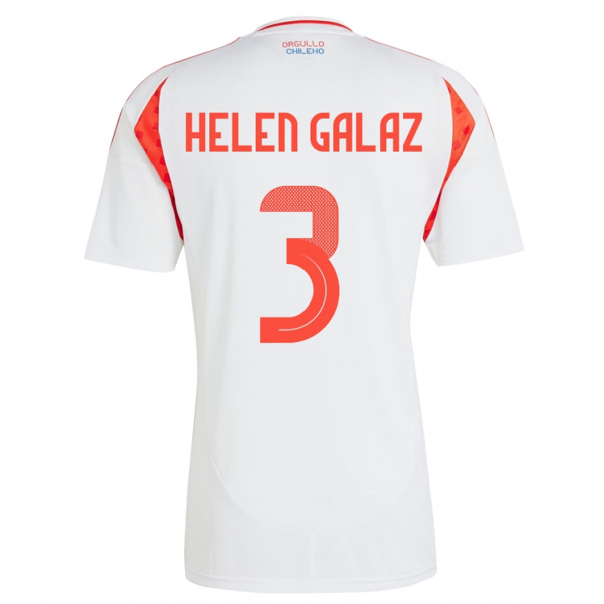 Niño Fútbol Camiseta Chile Su Helen Galaz #3 Blanco 2ª Equipación 24-26