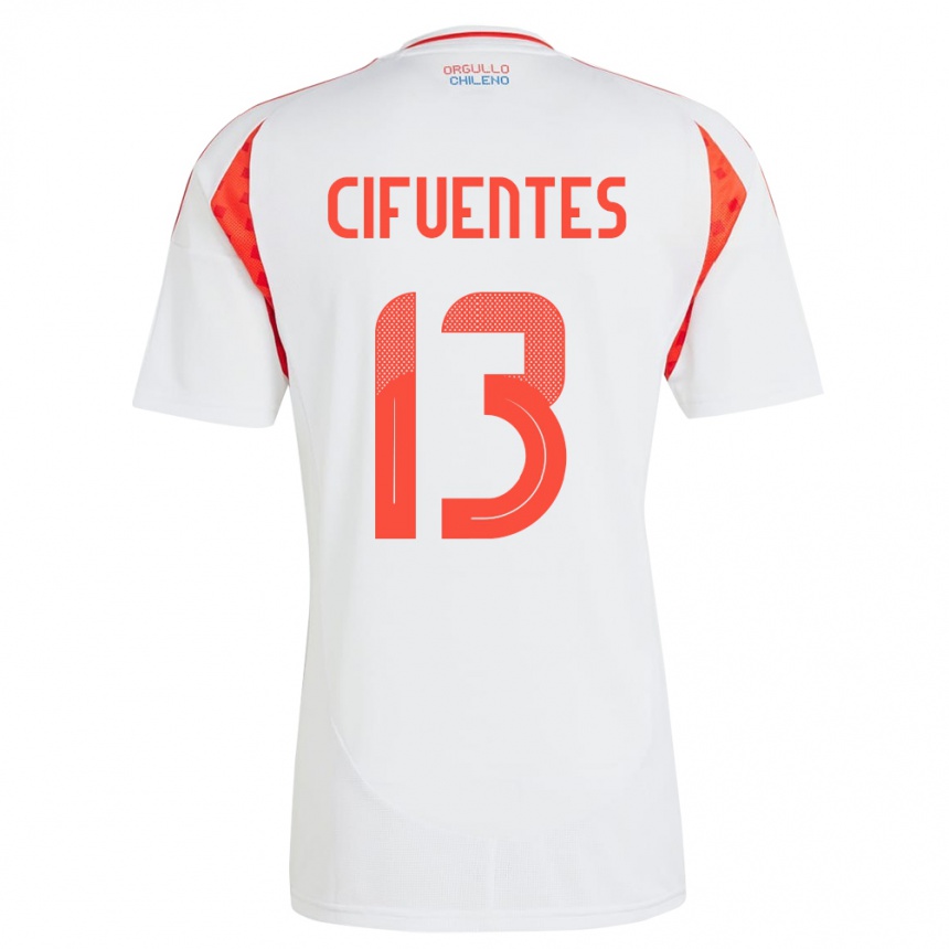 Niño Fútbol Camiseta Chile Anaís Cifuentes #13 Blanco 2ª Equipación 24-26