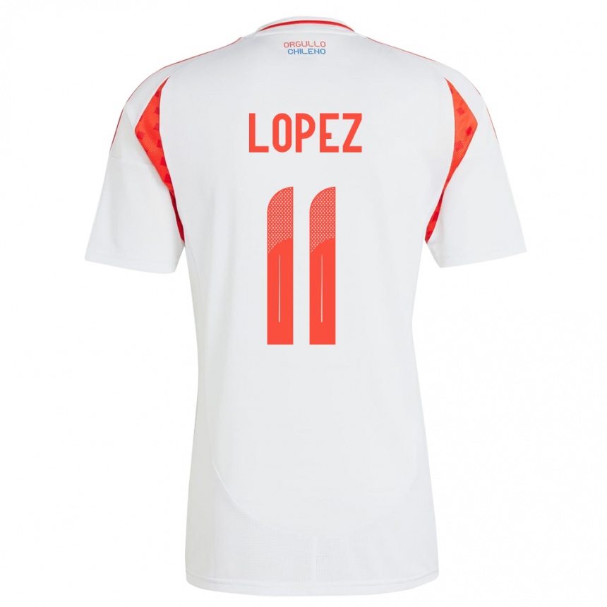 Niño Fútbol Camiseta Chile Yessenia López #11 Blanco 2ª Equipación 24-26