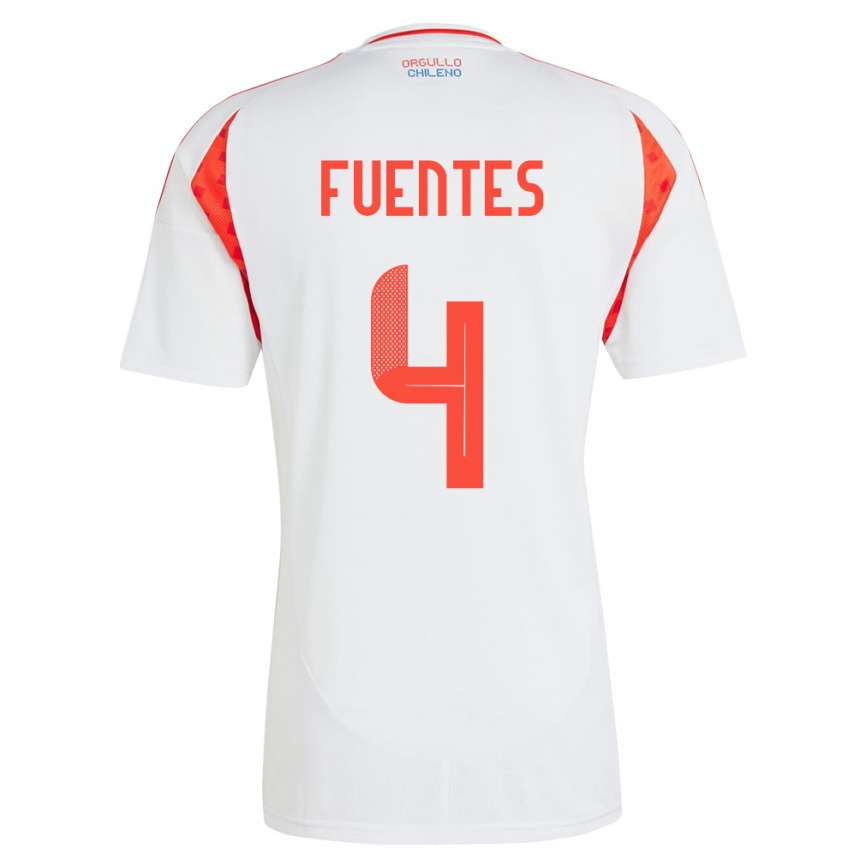 Niño Fútbol Camiseta Chile Karen Fuentes #4 Blanco 2ª Equipación 24-26