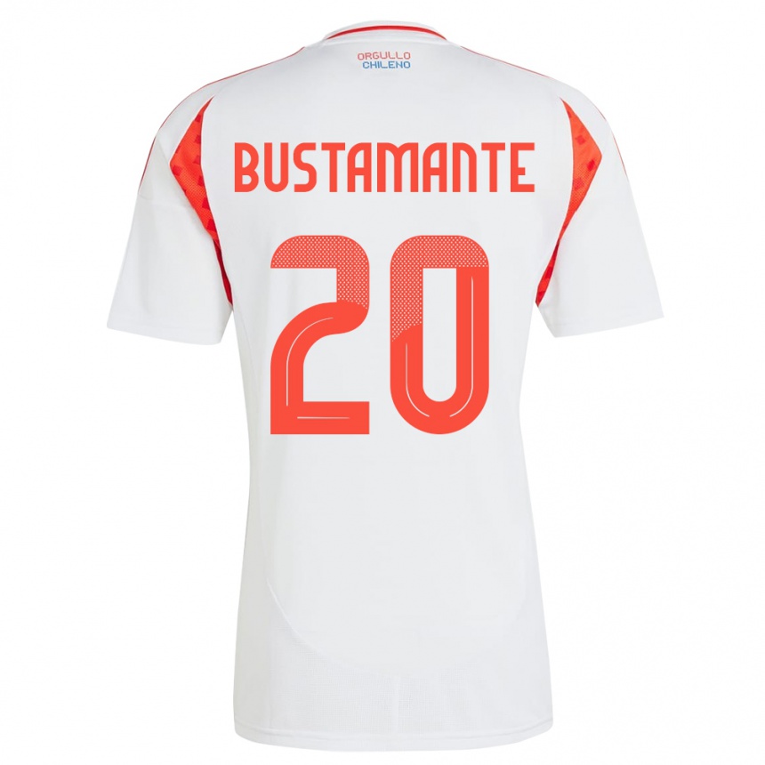 Niño Fútbol Camiseta Chile Paloma Bustamante #20 Blanco 2ª Equipación 24-26