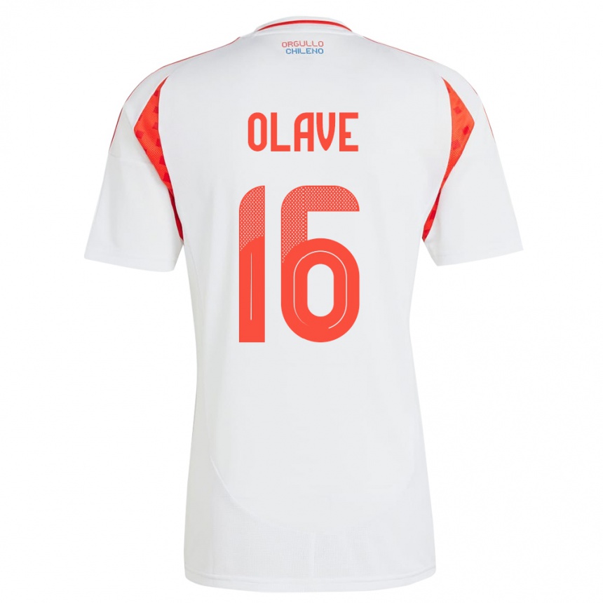 Niño Fútbol Camiseta Chile Isidora Olave #16 Blanco 2ª Equipación 24-26