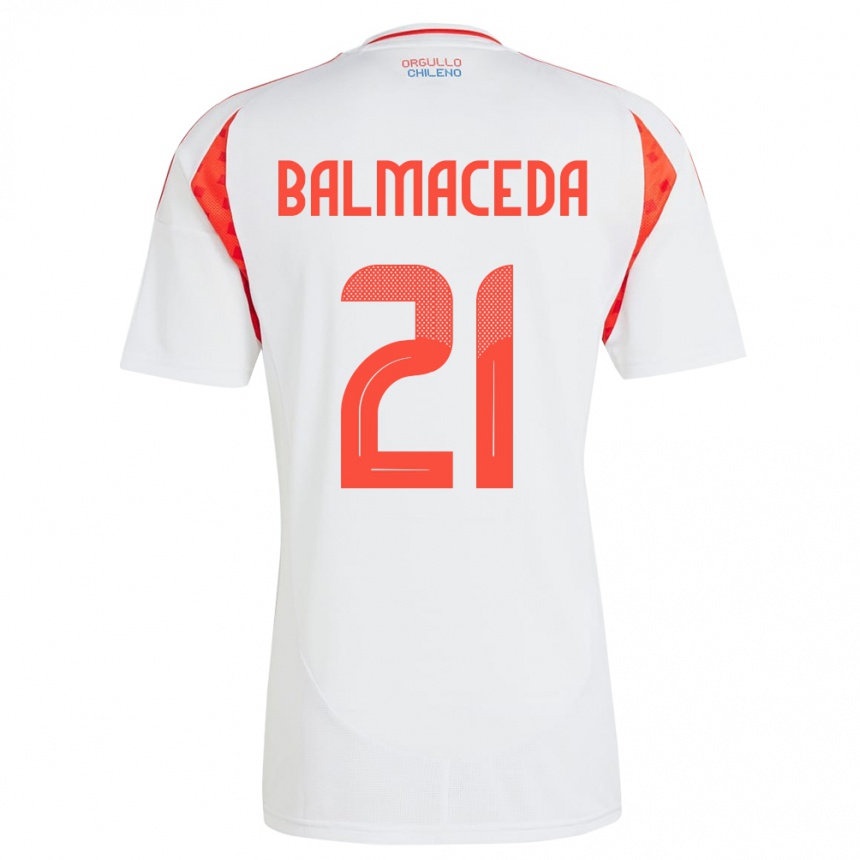 Niño Fútbol Camiseta Chile Rosario Balmaceda #21 Blanco 2ª Equipación 24-26