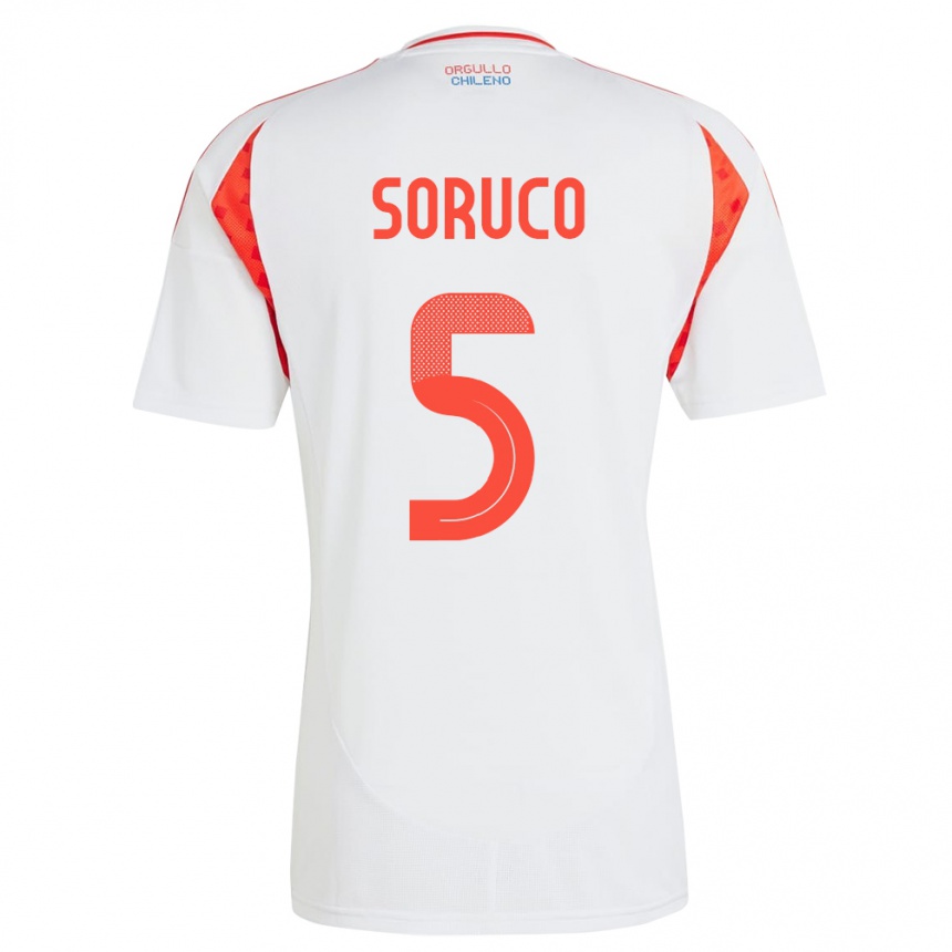 Niño Fútbol Camiseta Chile Ámbar Soruco #5 Blanco 2ª Equipación 24-26