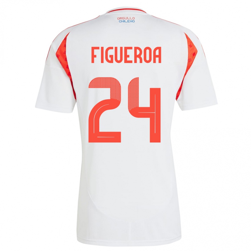 Niño Fútbol Camiseta Chile Ámbar Figueroa #24 Blanco 2ª Equipación 24-26