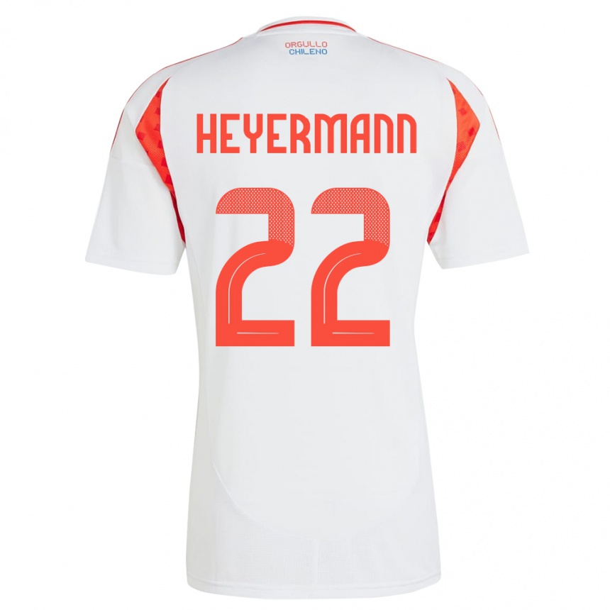 Niño Fútbol Camiseta Chile Agustina Heyermann #22 Blanco 2ª Equipación 24-26