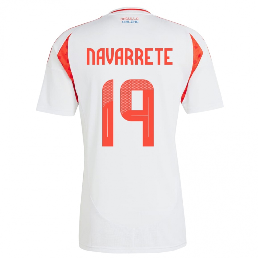 Niño Fútbol Camiseta Chile Valentina Navarrete #19 Blanco 2ª Equipación 24-26