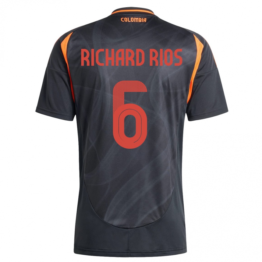 Niño Fútbol Camiseta Colombia Richard Ríos #6 Negro 2ª Equipación 24-26