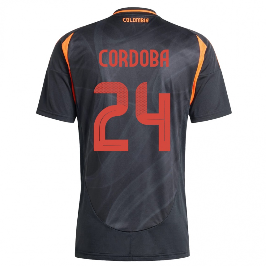 Niño Fútbol Camiseta Colombia Jhon Córdoba #24 Negro 2ª Equipación 24-26