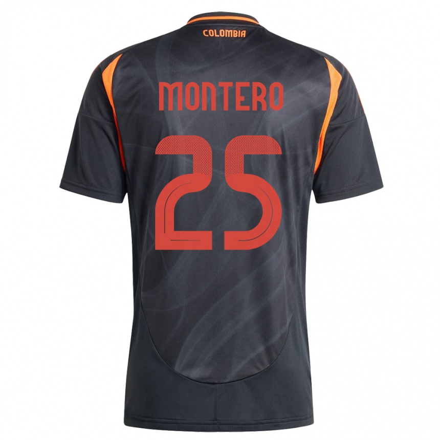 Niño Fútbol Camiseta Colombia Álvaro Montero #25 Negro 2ª Equipación 24-26