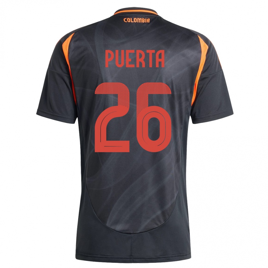 Niño Fútbol Camiseta Colombia Gustavo Puerta #26 Negro 2ª Equipación 24-26