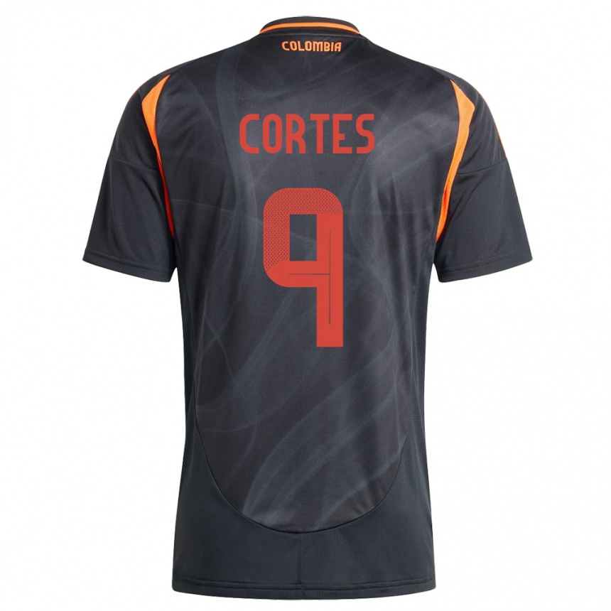 Niño Fútbol Camiseta Colombia Carlos Cortés #9 Negro 2ª Equipación 24-26