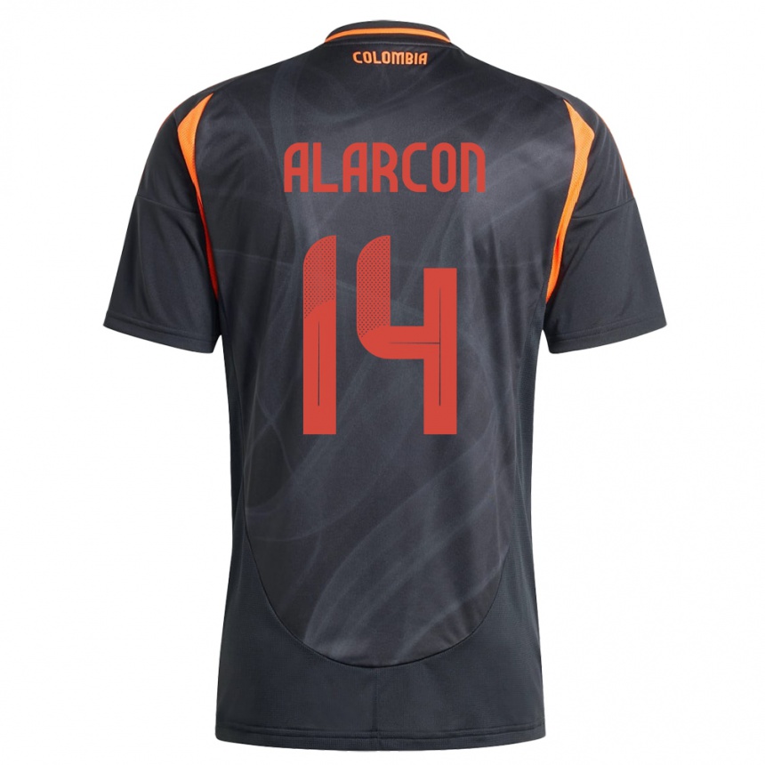 Niño Fútbol Camiseta Colombia Andrés Alarcón #14 Negro 2ª Equipación 24-26