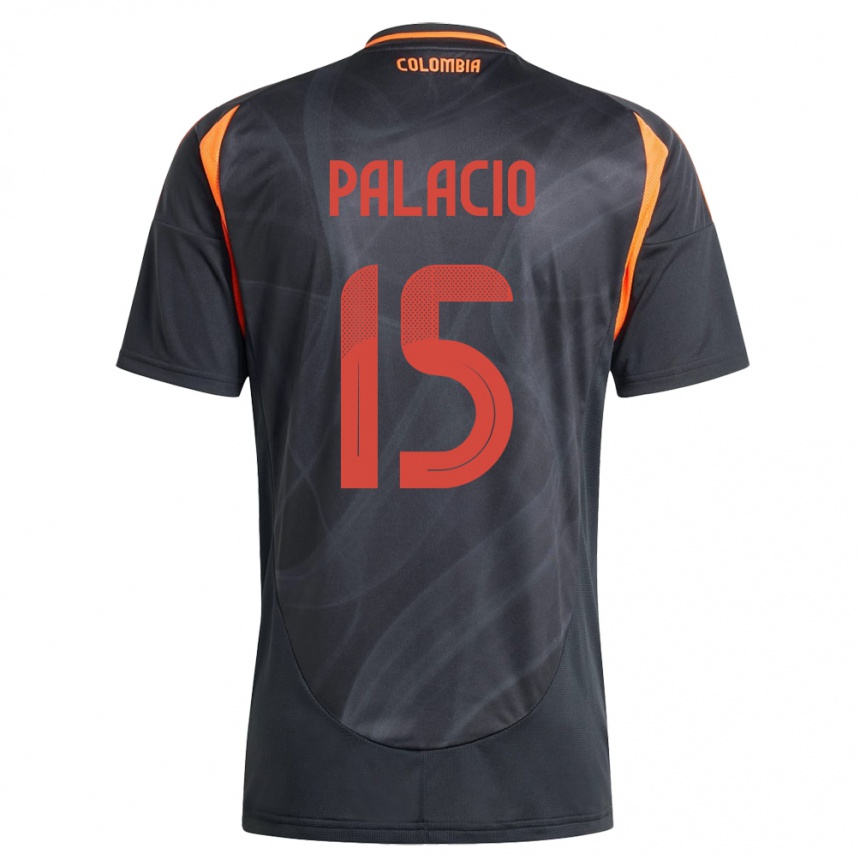 Niño Fútbol Camiseta Colombia Nelson Palacio #15 Negro 2ª Equipación 24-26