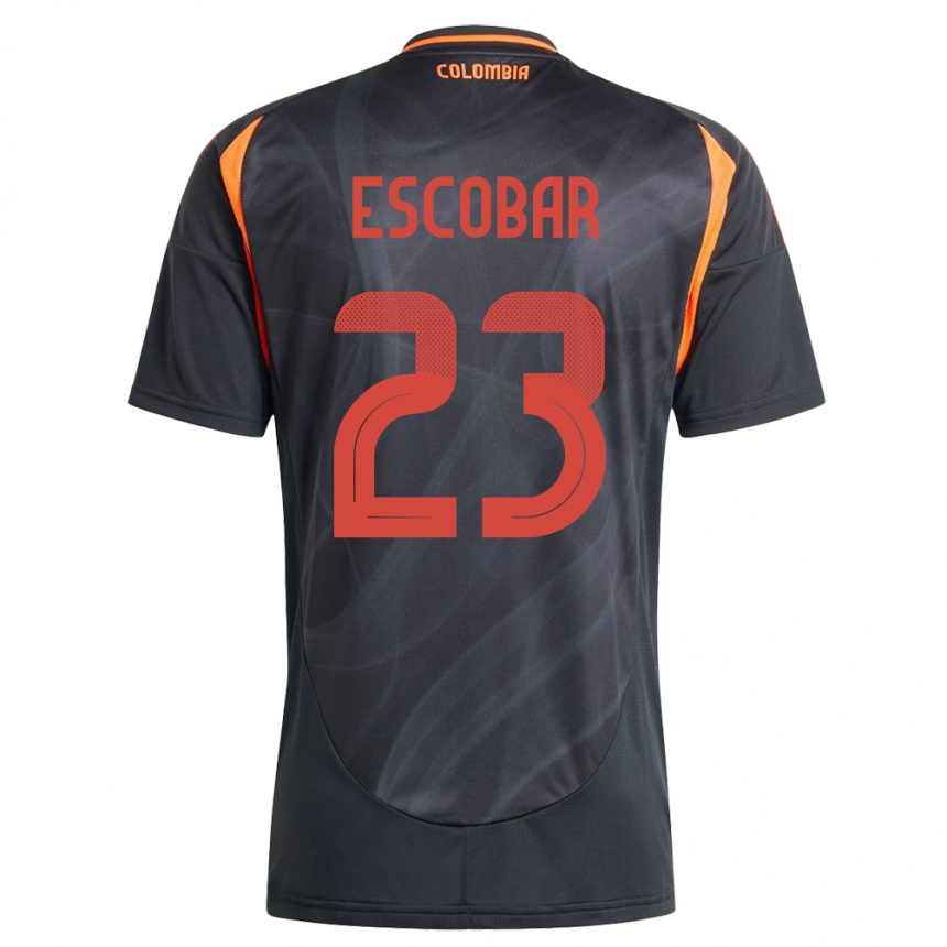 Niño Fútbol Camiseta Colombia Josen Escobar #23 Negro 2ª Equipación 24-26